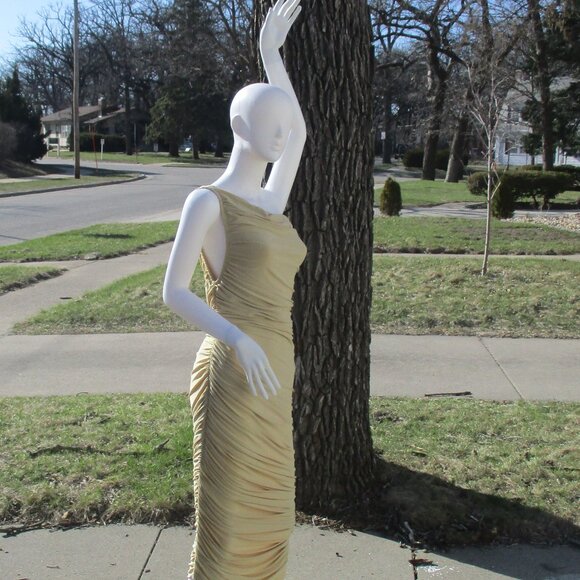 Norma Kamali Women's Blonde Asymmetrical One Shoulder Diana Gown Dress SZ XS/34 - Picture 1 of 16